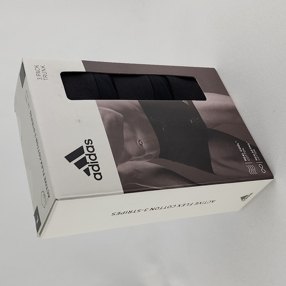 Adidas Men's 3 Pack Trunk Active Flex Cotton 3 Stripes Black Size Large - Picture 8 of 15